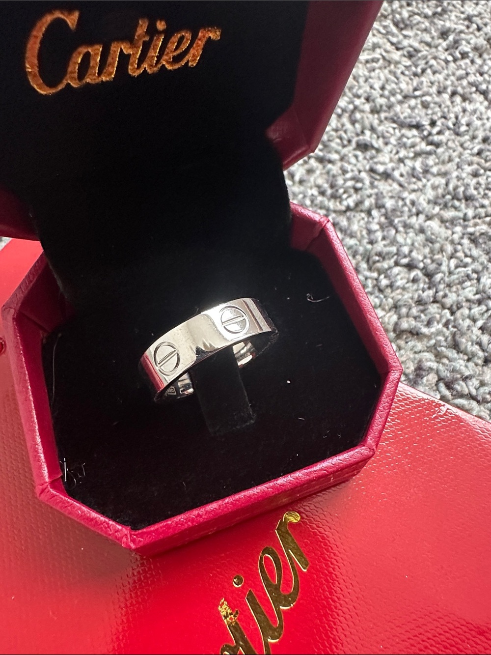 Cartier Silver Love Ring with Red Presentation Box- NR - Picture 2 of 4